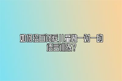 如何给自闭症儿童做一对一的语言训练？